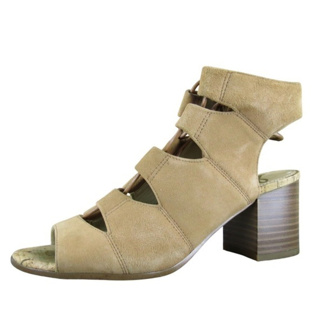 Sam Edelman Sarabeth Suede Gladiator Sandals Block Heel Open‎ Toe Tan Lace Up 6